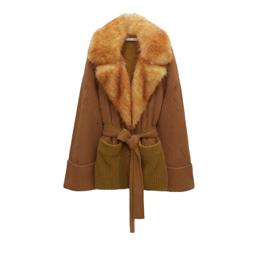 Dorothee Schumacher Trui FUR OPULENCE cardigan camel mix