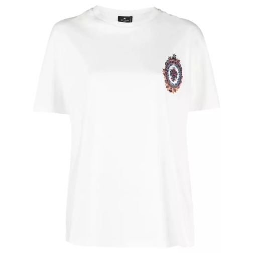 Etro Embroidered T -Shirt Crest White White 