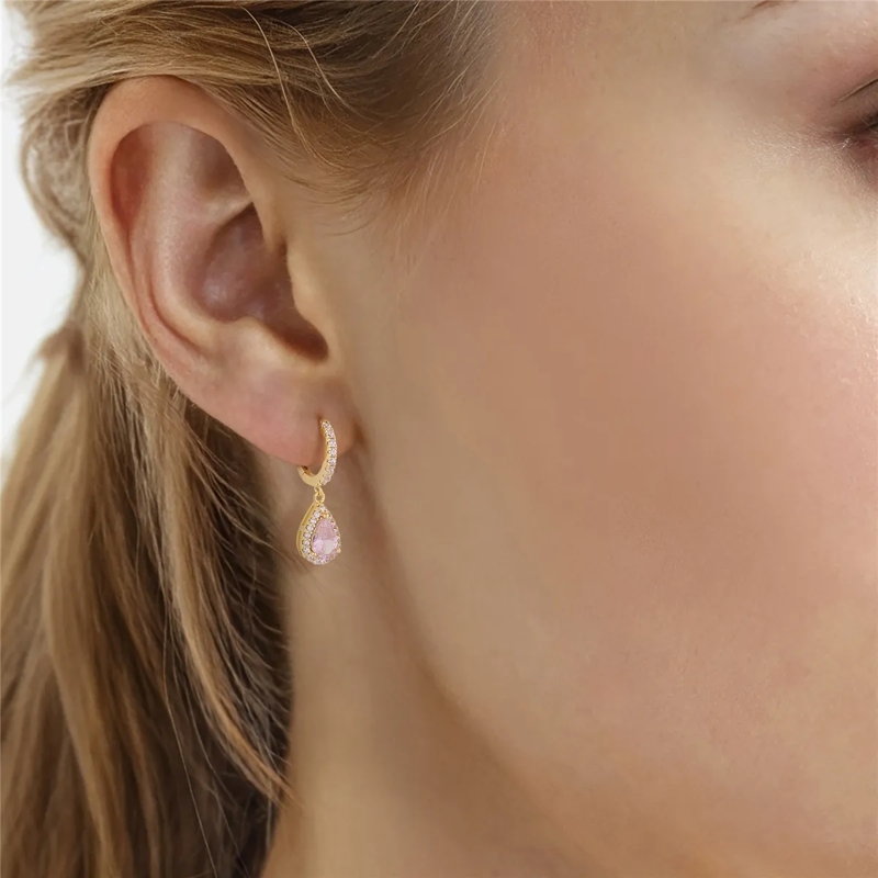 Glanzstücke München Ohrhänger Creolen Sterling Silber gelbgold Zirkonia pink gold(Image 2)