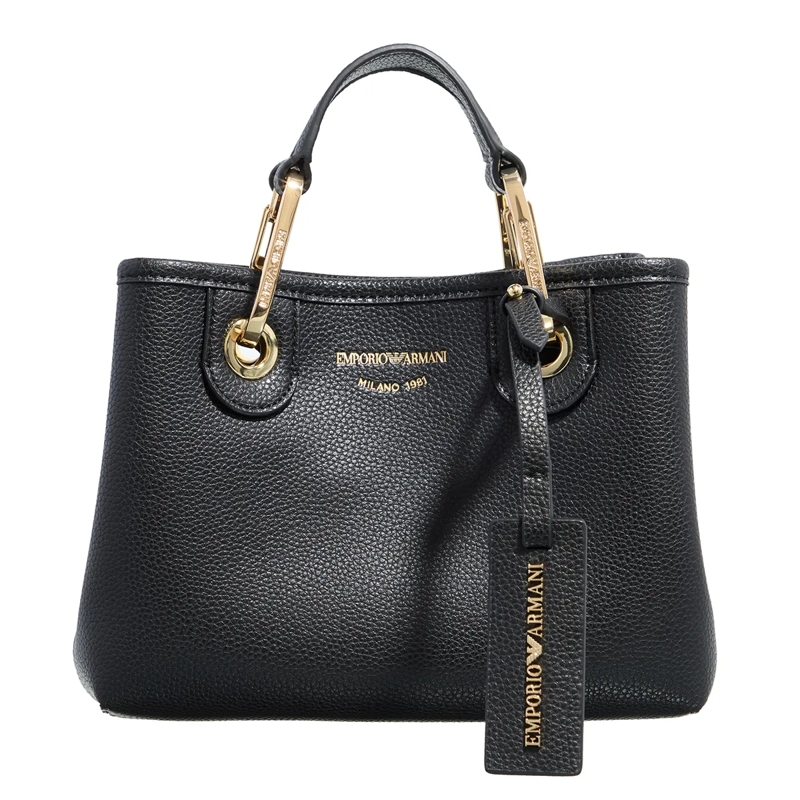 Emporio Armani Fourre-tout Shopping S With Chain Suede+Vitello Liscio - Shopp Nero/Silver