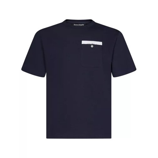 Palm Angels Navy Blue Cotton Jersey Crewneck T-Shirt Blue 