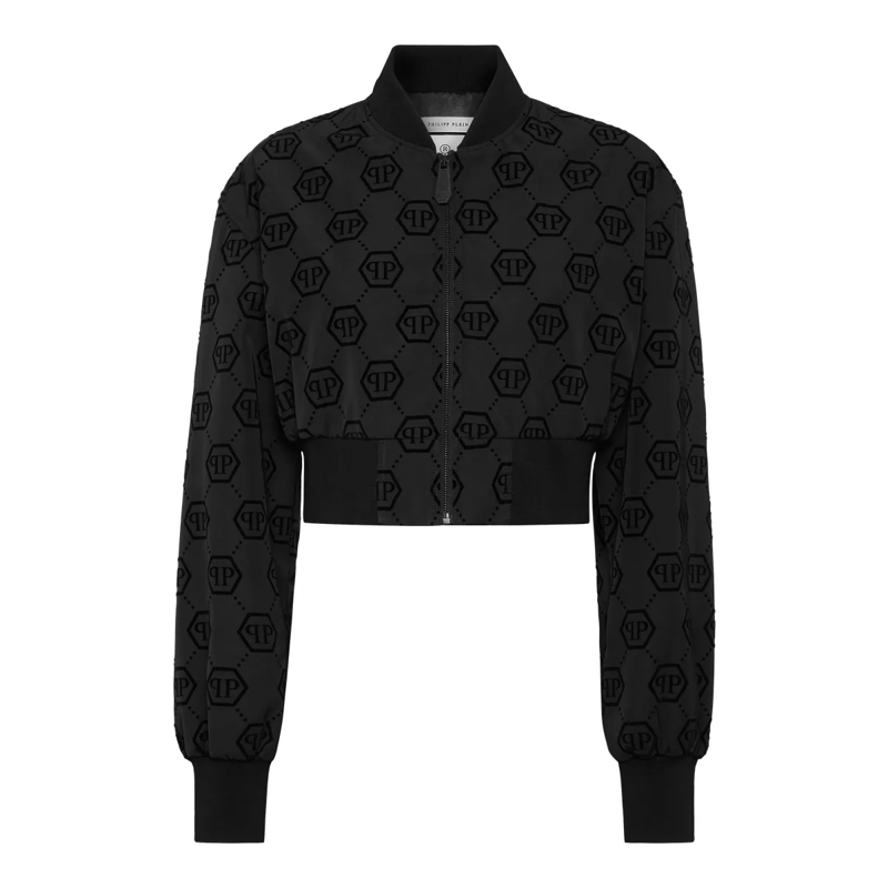 Philipp Plein Daunenjacke Bomber Monogram schwarz