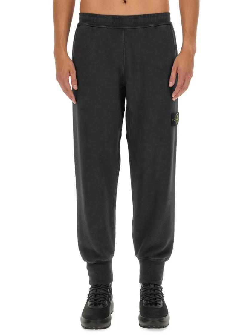 Thumbnail - Stone Island - Grey Tapered Leg Jogging Pants - Größe XL - schwarz