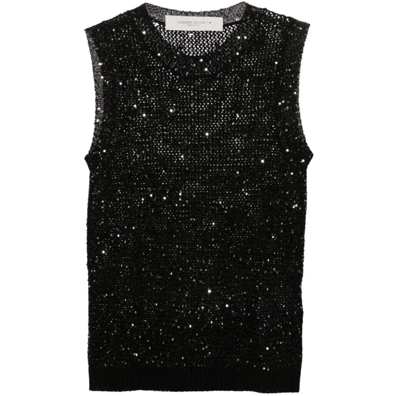 Golden Goose Chemisier Sleeveless Black Knitted Top Black