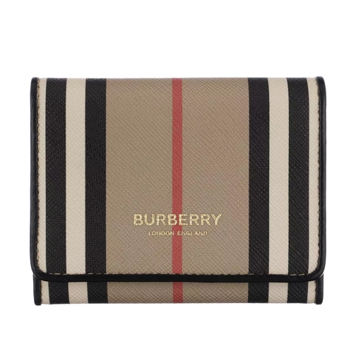 Burberry Icon Stripe Card Case Eco Canvas Archive Beige Tri-Fold Portemonnee
