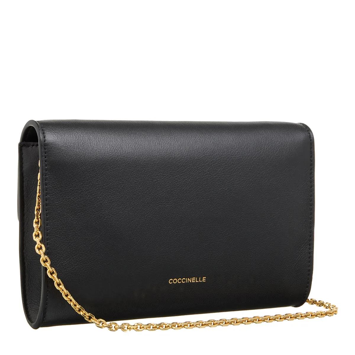 Coccinelle Gouden Ketting Schouderband Tas Black Dames