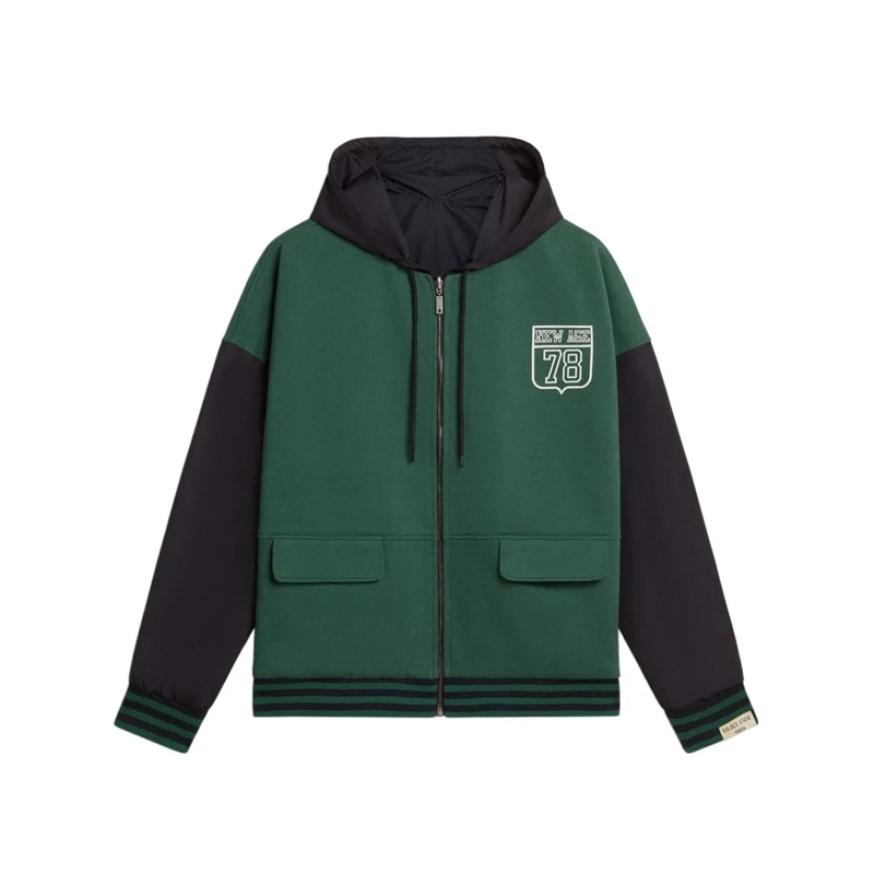 Golden Goose  Hooded Zip-Up Sweatshirt With Contrasting Sleeves Green