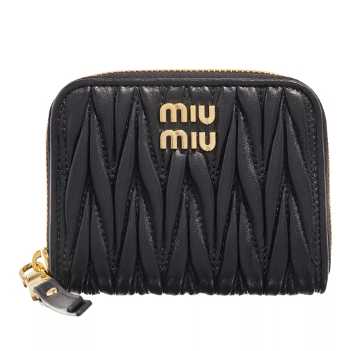 Miu Miu Coin Purse Compact Wallet  Black Zip-Around Wallet