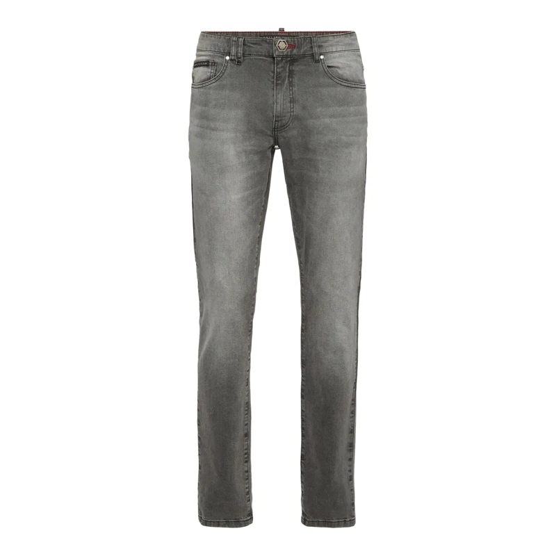 Philipp Plein Jeans mit geradem Bein Supergerader Schnitt hell-grau