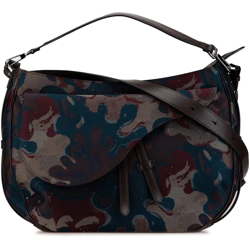 Christian Dior Schultertasche Peter Doig Denim Camouflage Soft Saddle Bag braun