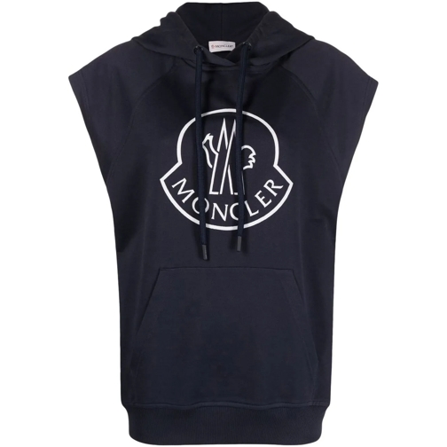 Moncler T-Shirts Logo Printed Sleeveless Hoodie blau