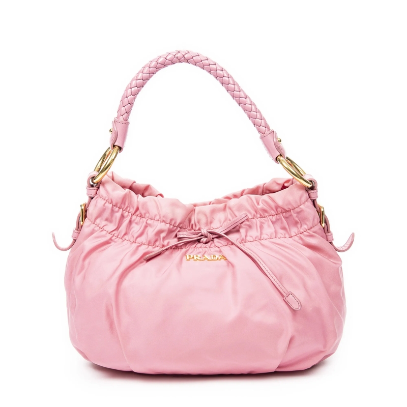 Prada Crossbody Bag Bow Braided Bucket pink