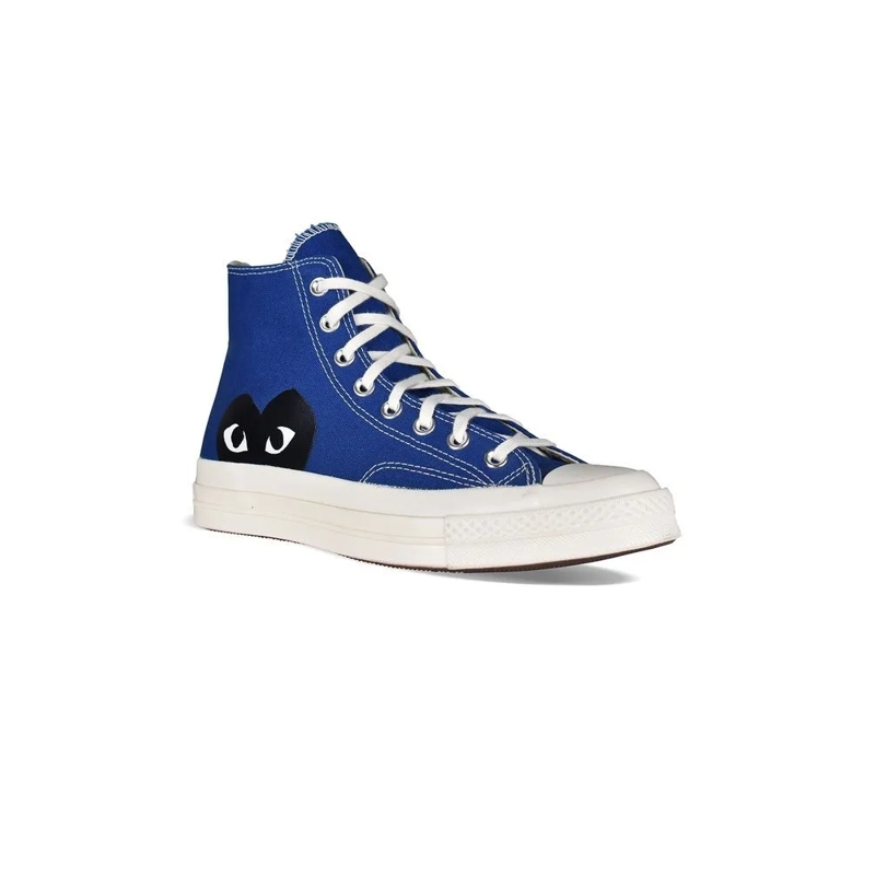 Comme des Garcons Lage-top sneaker Navy Canvas High-Top Sneakers With Signature Logo Blue