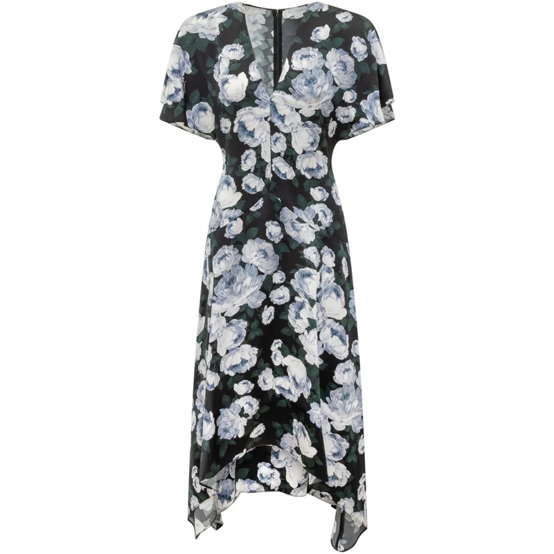 Stella McCartney Maxikleid Abito Midi Floreale Asimmetrico schwarz