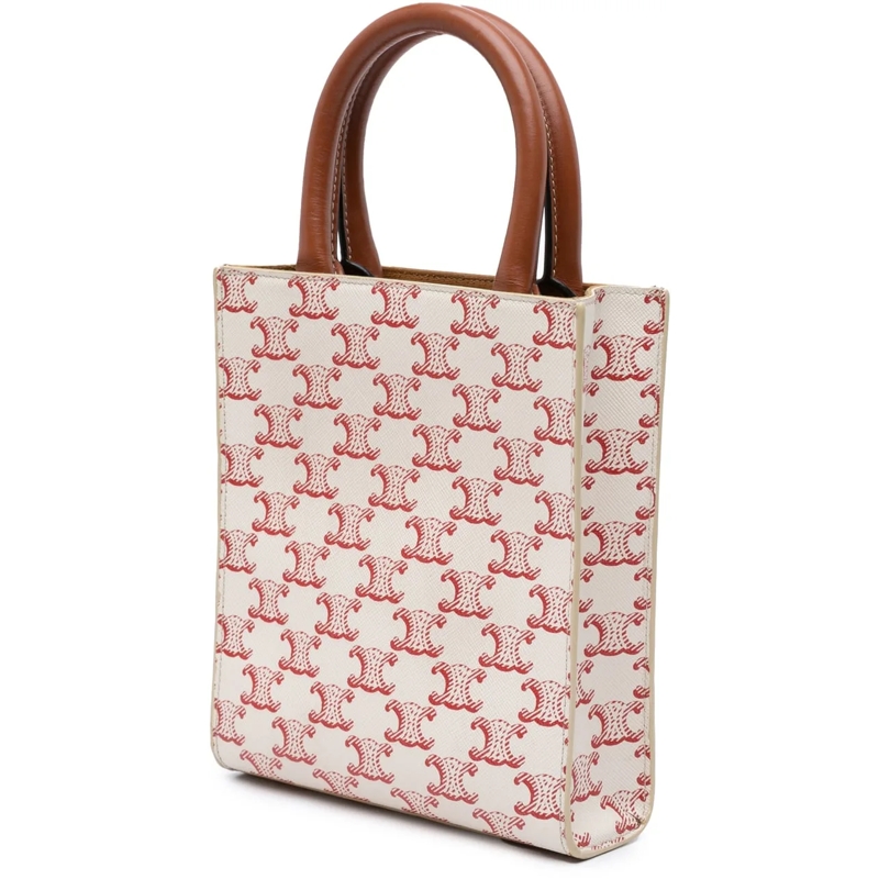 Celine Schultertasche Mini Triomphe Coated Canvas Vertical Cabas Satchel weiß