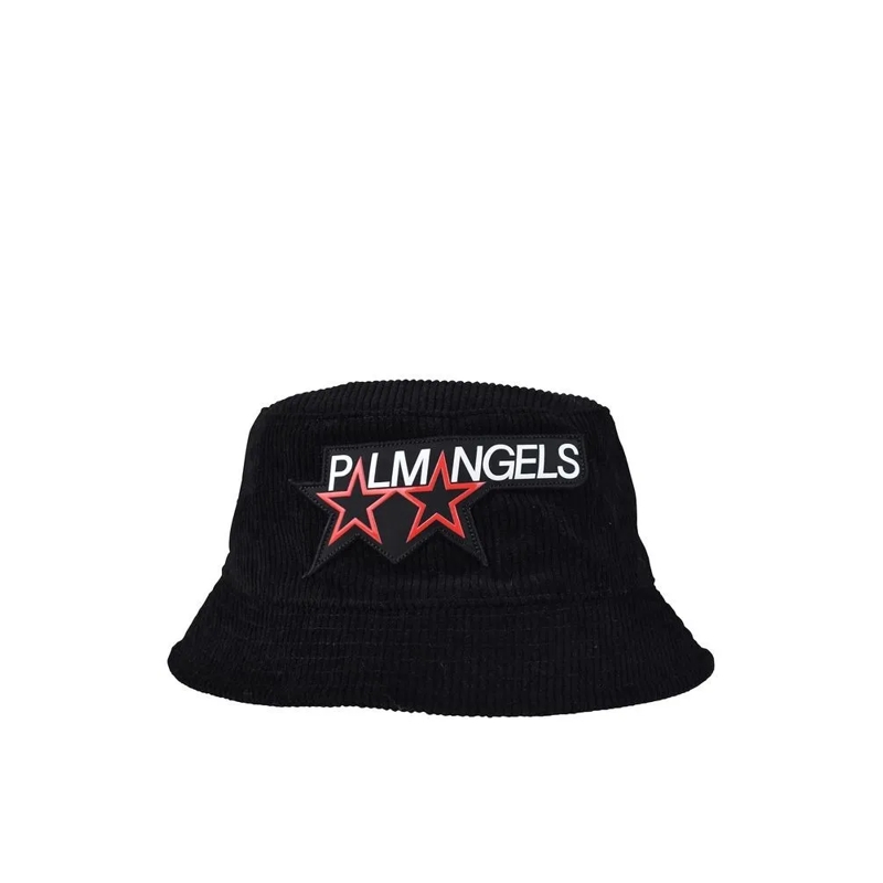 Palm Angels Hut Velvet Bucket Hat With Embroidered Logo Black