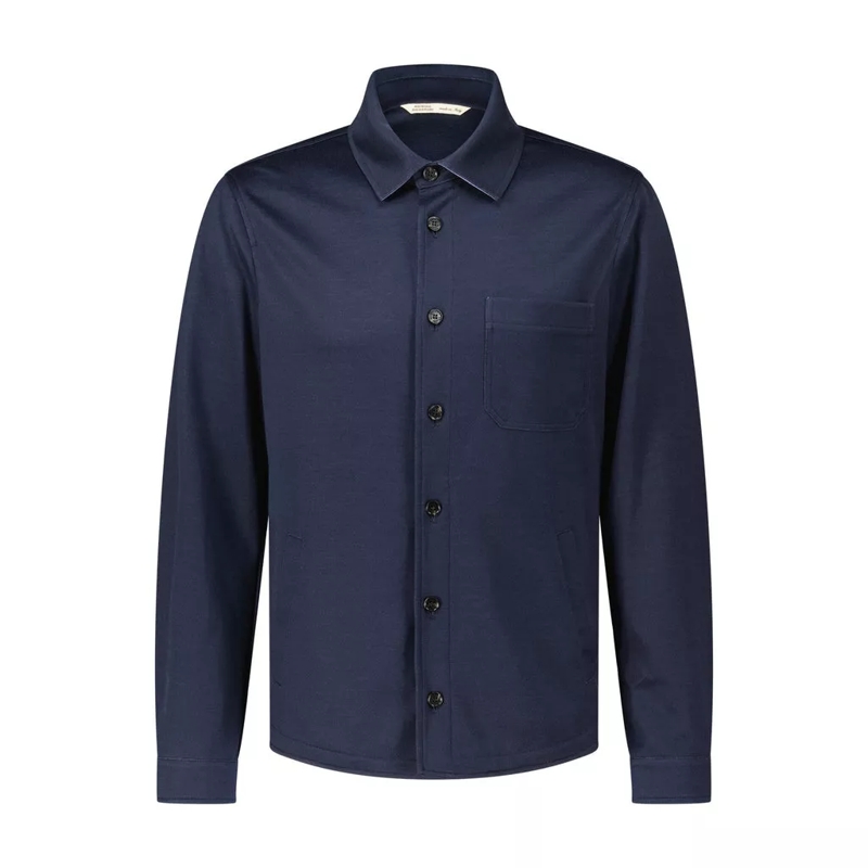 Maurizio Baldassari  Jersey Hemd aus Seiden-Baumwoll-Mix Dunkelblau