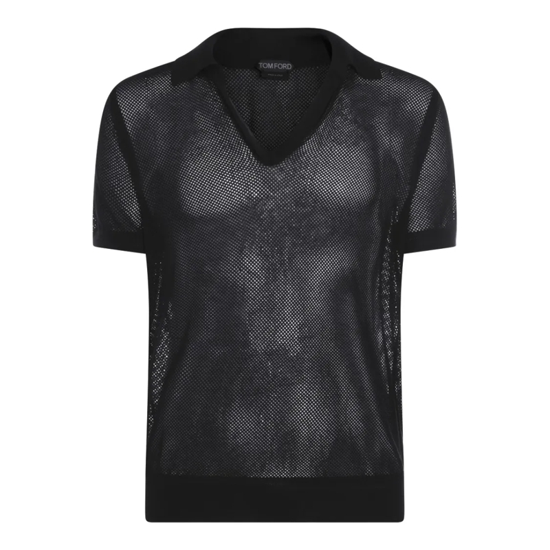 Tom Ford Polo Poloshirt mit Seide schwarz