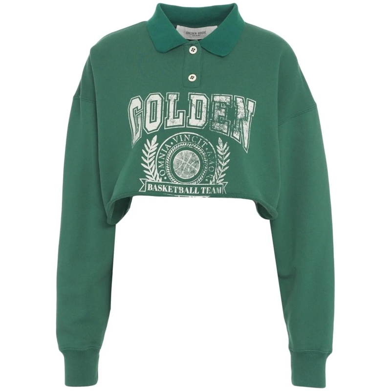 Golden Goose Sweat-shirt Cropped polo sweatshirt with logo print grün