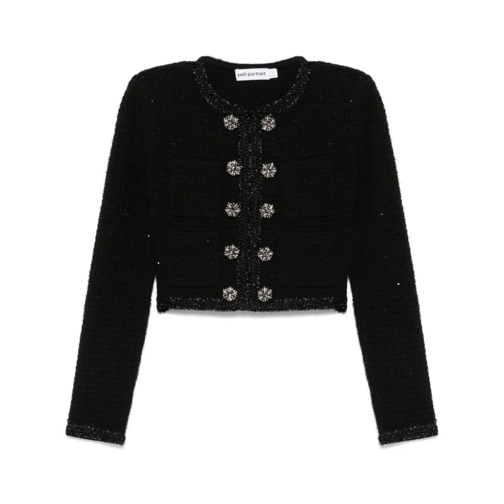 Self Portrait Veste de transition Textured Knit Jacket Black