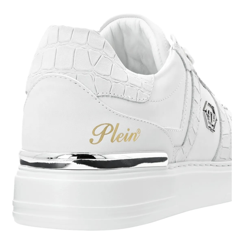 Philipp Plein Low-Top-Sneaker Lo-Top Turnschuhe Cocco Crocco Geprägt weiss(Image 3)