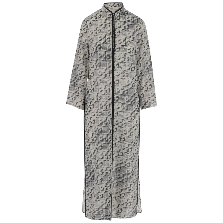 ダウンジャケット・コート Tory Burch Silk Blend Long Caftan With High Collar Tory Burch Silk Blend Long Caftan With High Collar Neutrals