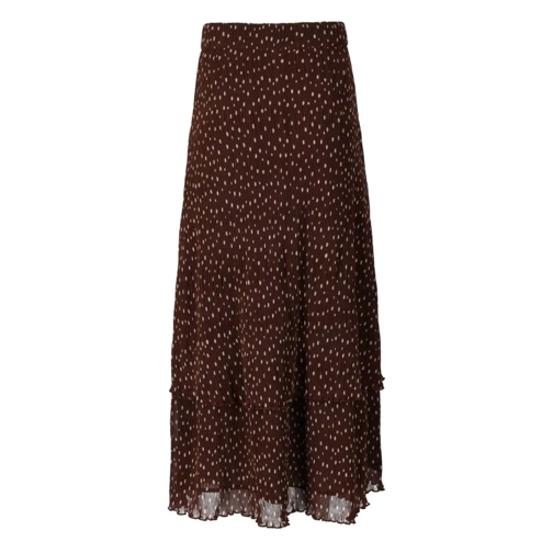 GANNI Brown Georgette Long Skirt Brown 