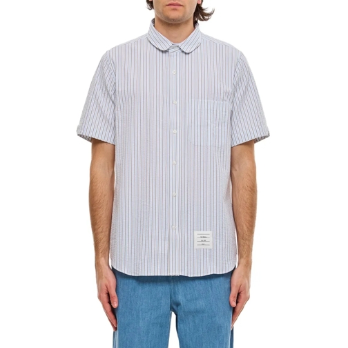 Thom Browne Shirts Round Collar Cotton Shirt Blue