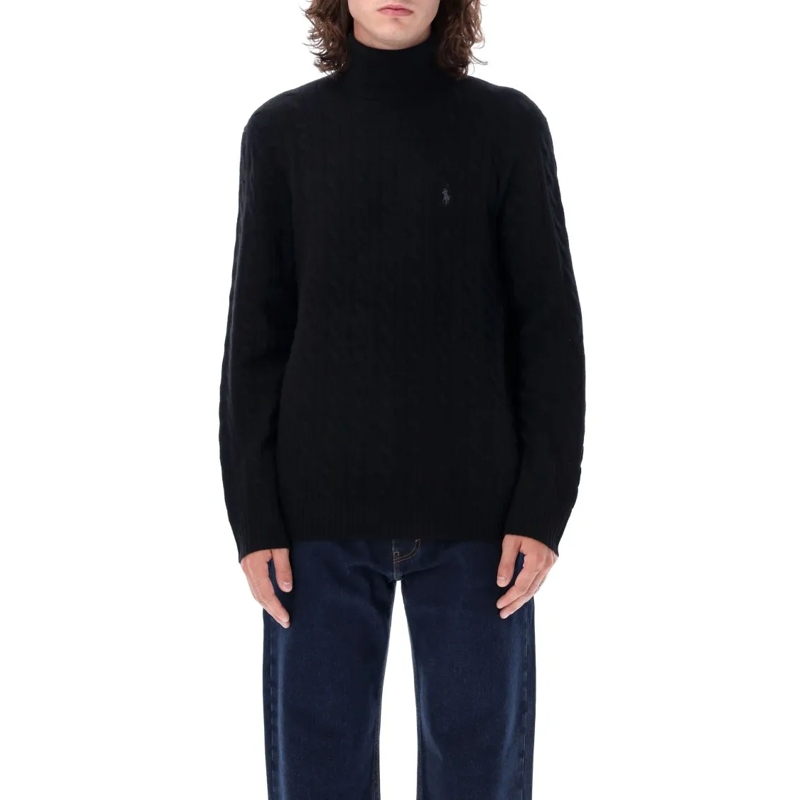 Polo Ralph Lauren Pullover Cable Knit High-Neck Sweater Black