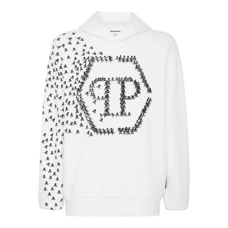 Philipp Plein Top Hoodie Skull&Bones weiss