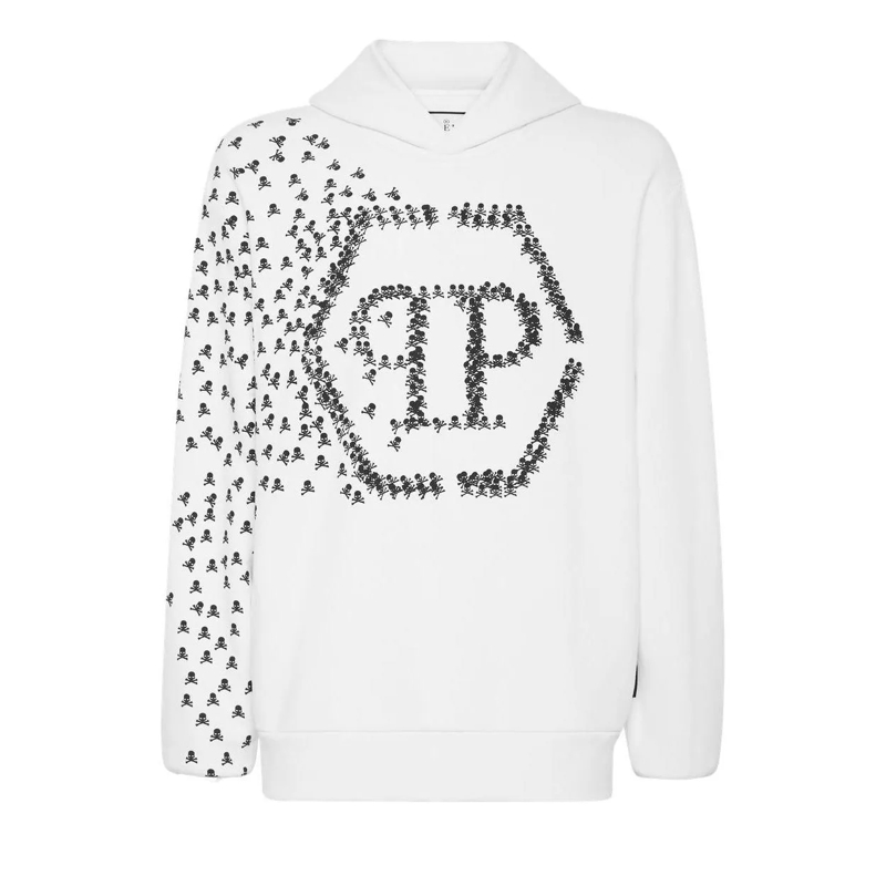 Philipp Plein Sweatshirt Hoodie Skull&Bones weiss