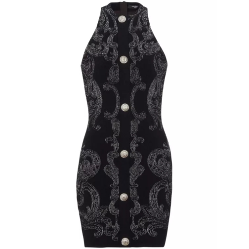 Balmain Black Paisley Mini Dress Black 