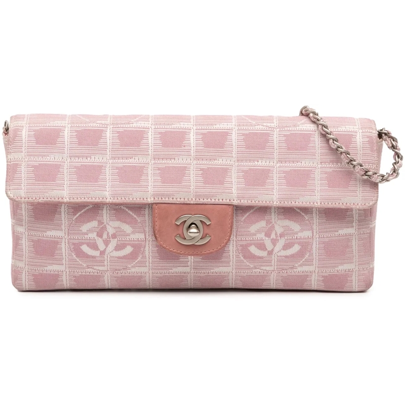 Chanel Sac à bandoulière New Travel Line Nylon East West Flap rose
