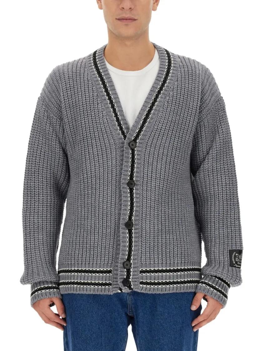 Thumbnail - MSGM - V-Neck Cardigan - Größe L - grau