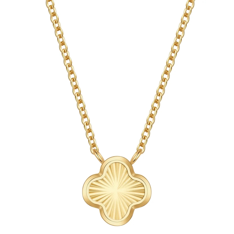 Glanzstücke München Mittellange Halskette Edelstahl Halskette Kleeblatt gold
