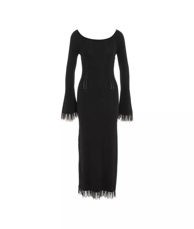 Dress With Lace Insert Black