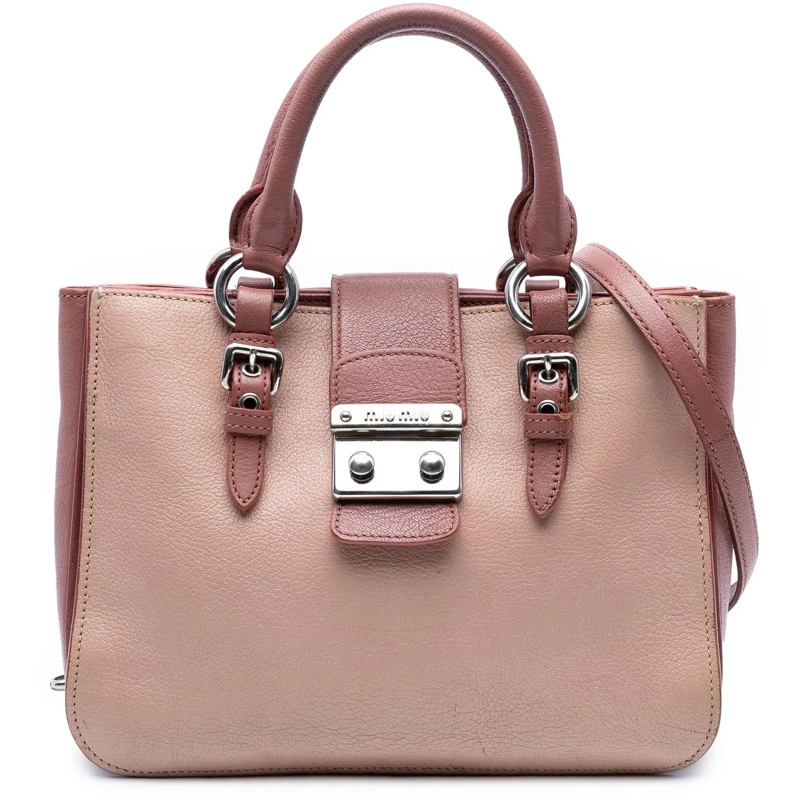 Miu Miu Sac à bandoulière Bicolor Goatskin Madras Satchel rose