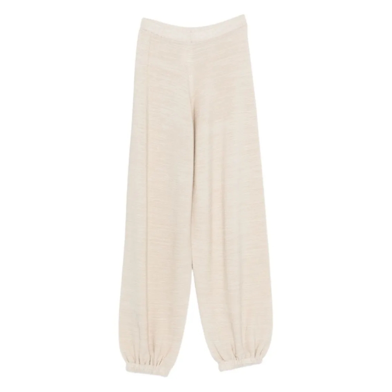 Fabiana Filippi  Wide-Leg Trousers With Gathered Elastic Hem Neutrals