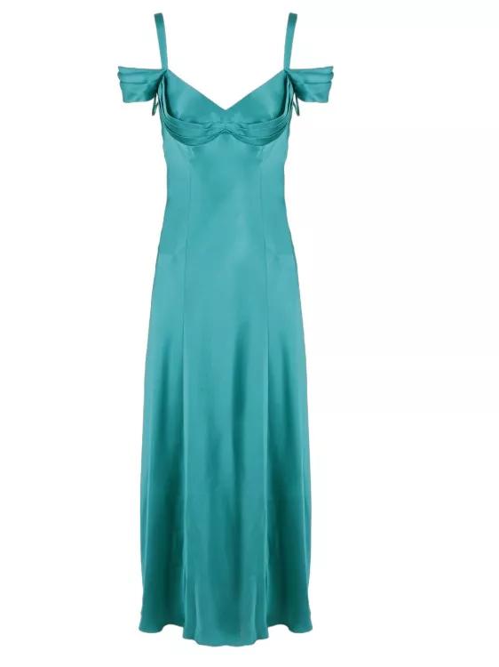 Alberta Ferretti - Off The Shoulder Satin Dress - Größe 42 - green