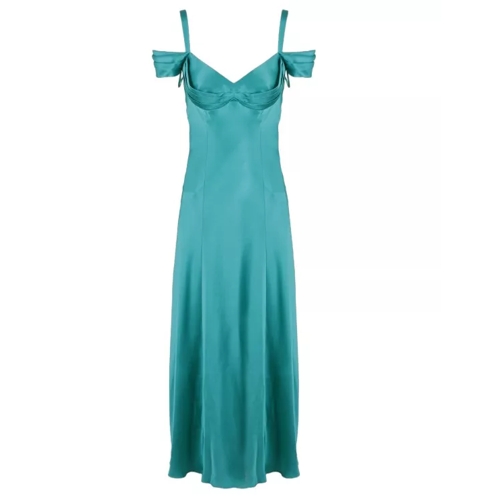 Alberta Ferretti Off The Shoulder Satin Dress Green 