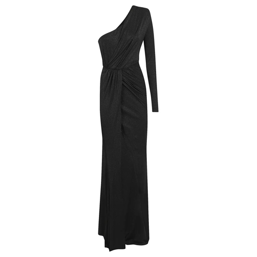 Pinko Abendkleider One-Shoulder Black Lurex Jersey Evening Dress Black