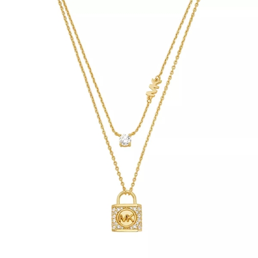 Michael Kors 14K Gold-Plated Sterling Silver Double Layered Pav 2-Tone Collier court