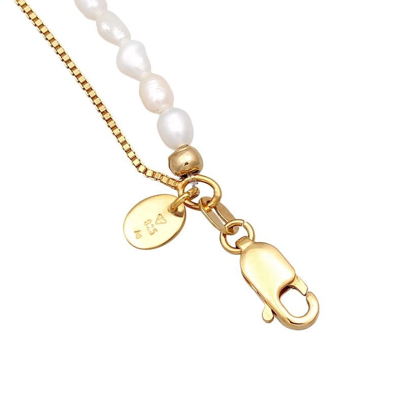 Elli Choker Halskette Choker Layer Sonne Süßwasserperlen 925 S gold(Image 3)