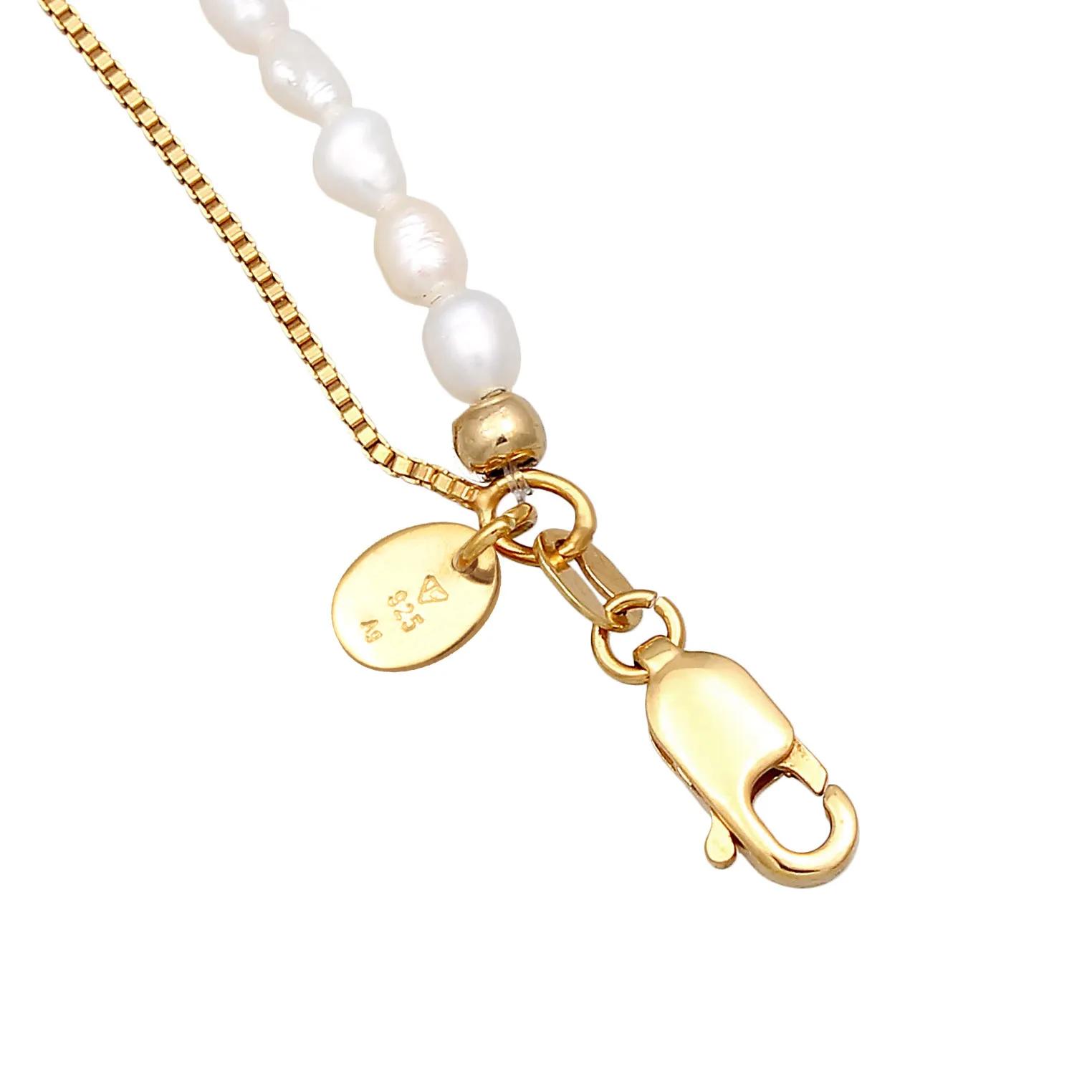 Thumbnail - Elli Halsketten - Halskette Choker Layer Sonne Süßwasserperlen 925 S - Gr. unisize - in Gold - für Damen