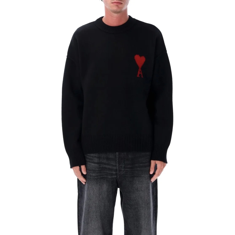 AMI Paris Trui Wool De Coeur Sweater Black