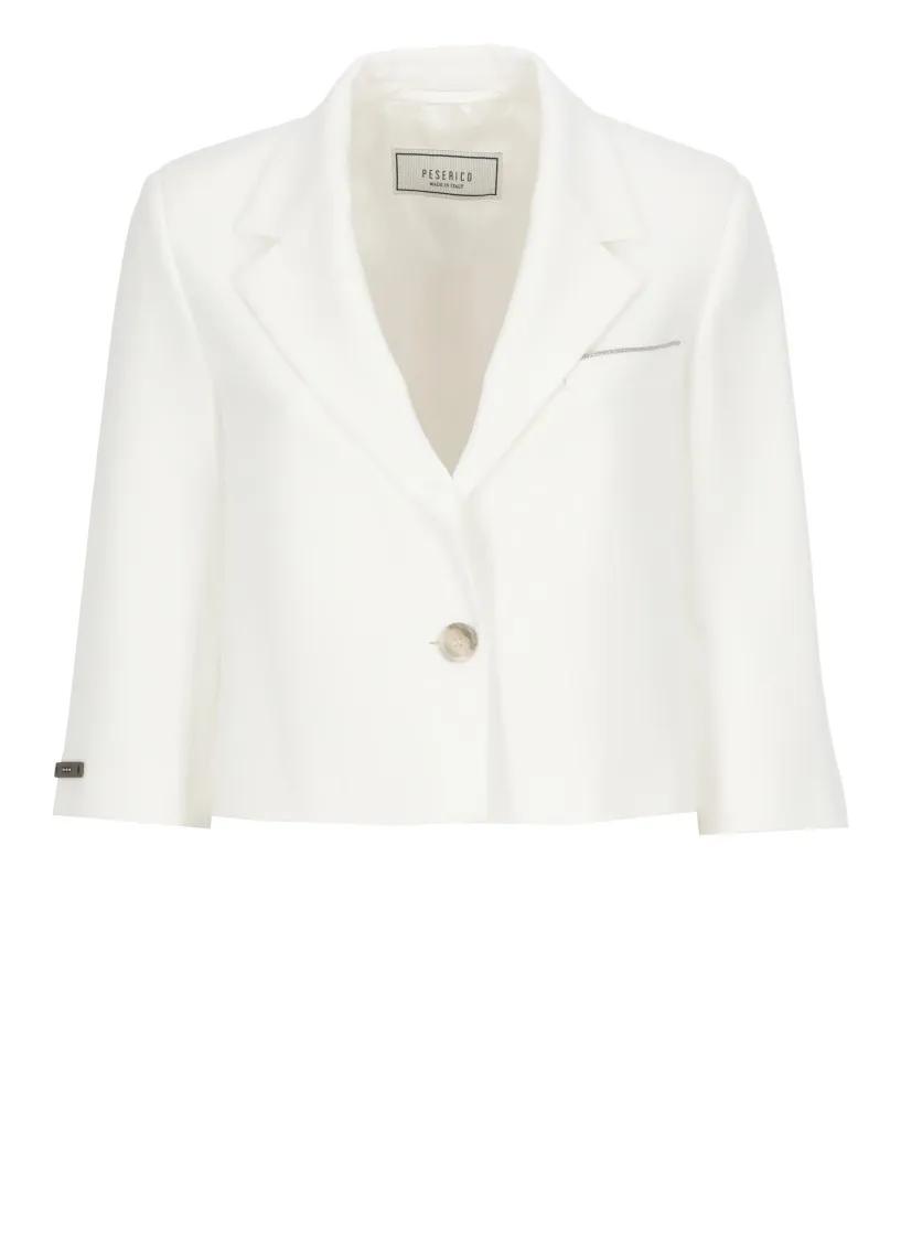 Peserico - White Viscose Single Breasted Blazer - Größe 40 - weiß