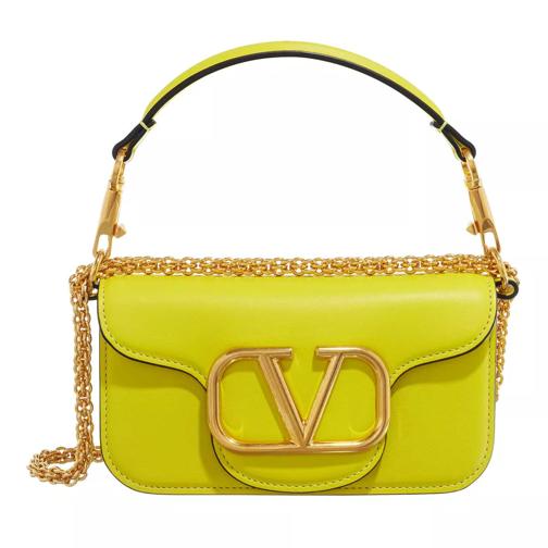 Valentino Garavani V Logo Small Shoulder Bag Leather Yellow Liten väska
