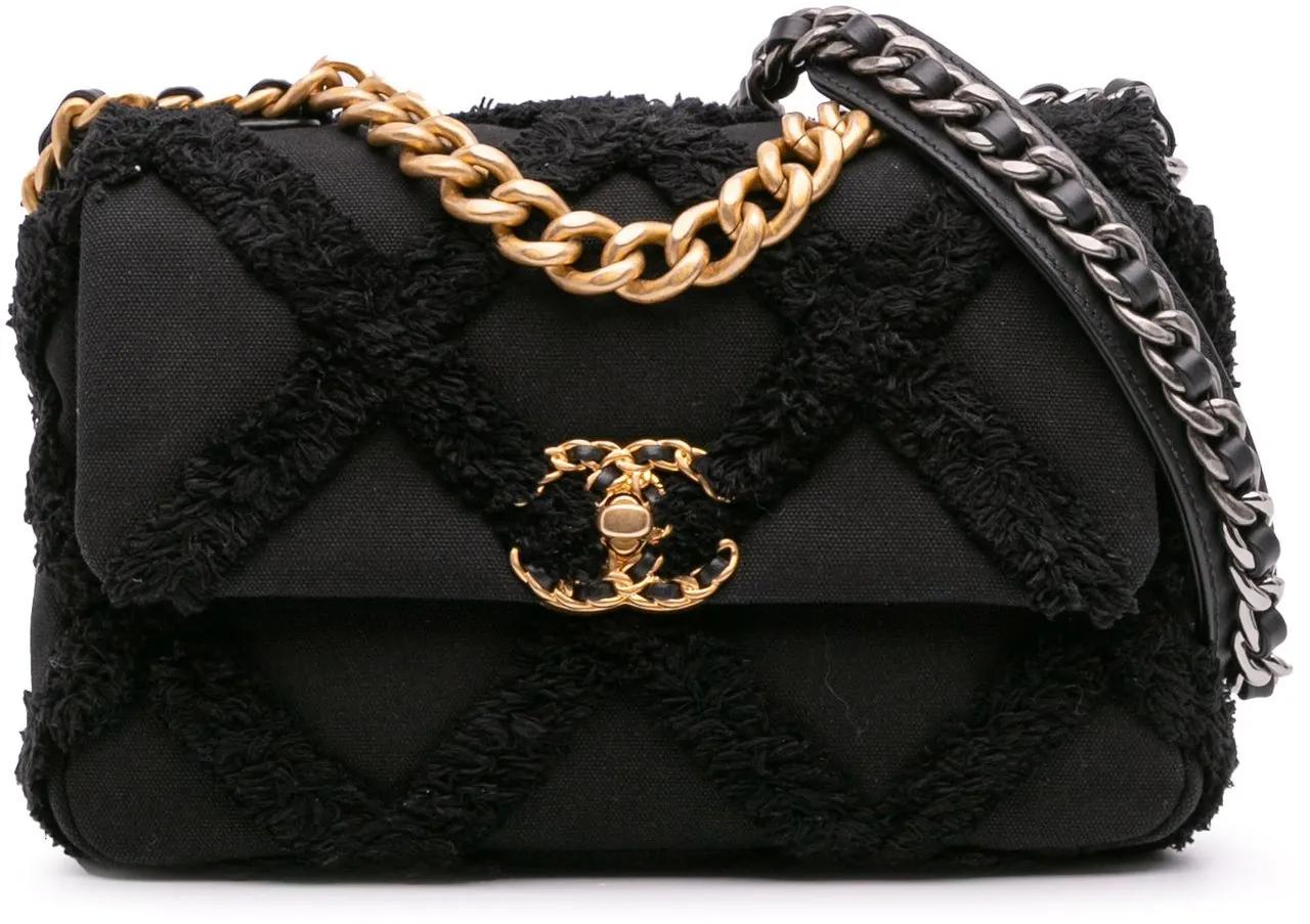 Chanel Hobo Bags - Medium Canvas and Cotton 19 Flap - Gr. unisize - in Schwarz - für Damen