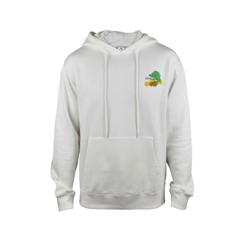 Off-White  White Cotton Sweatshirt With Drawstring Hood White