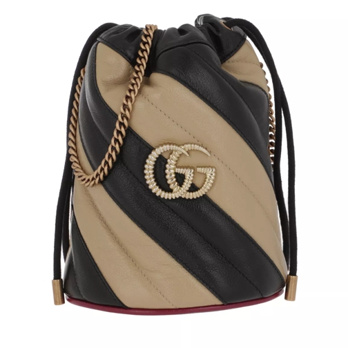Gucci GG Marmon Torchon Bucket Bag Black/Beige Bucket Bag